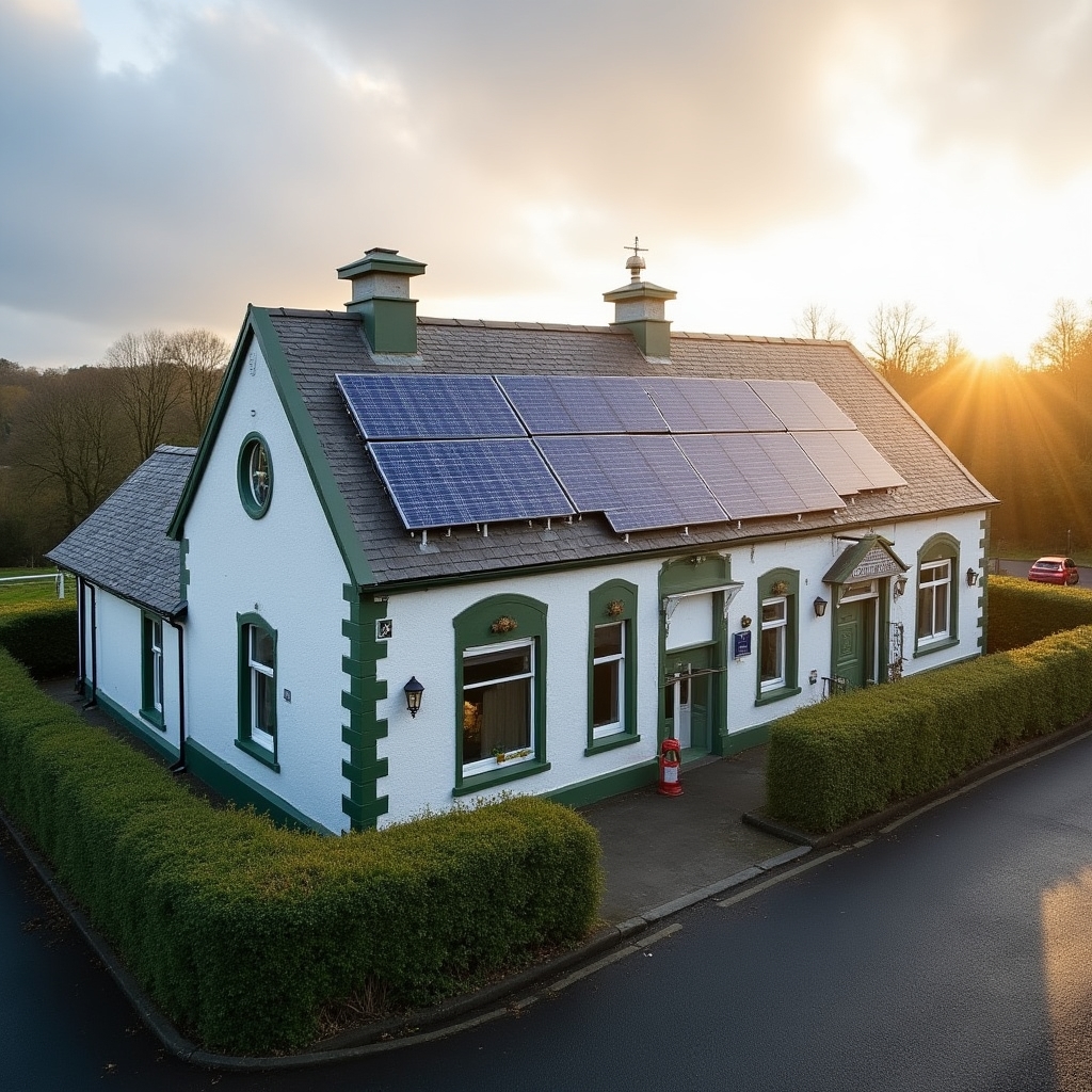 Solar panels installed on an Irish community hall rooftop